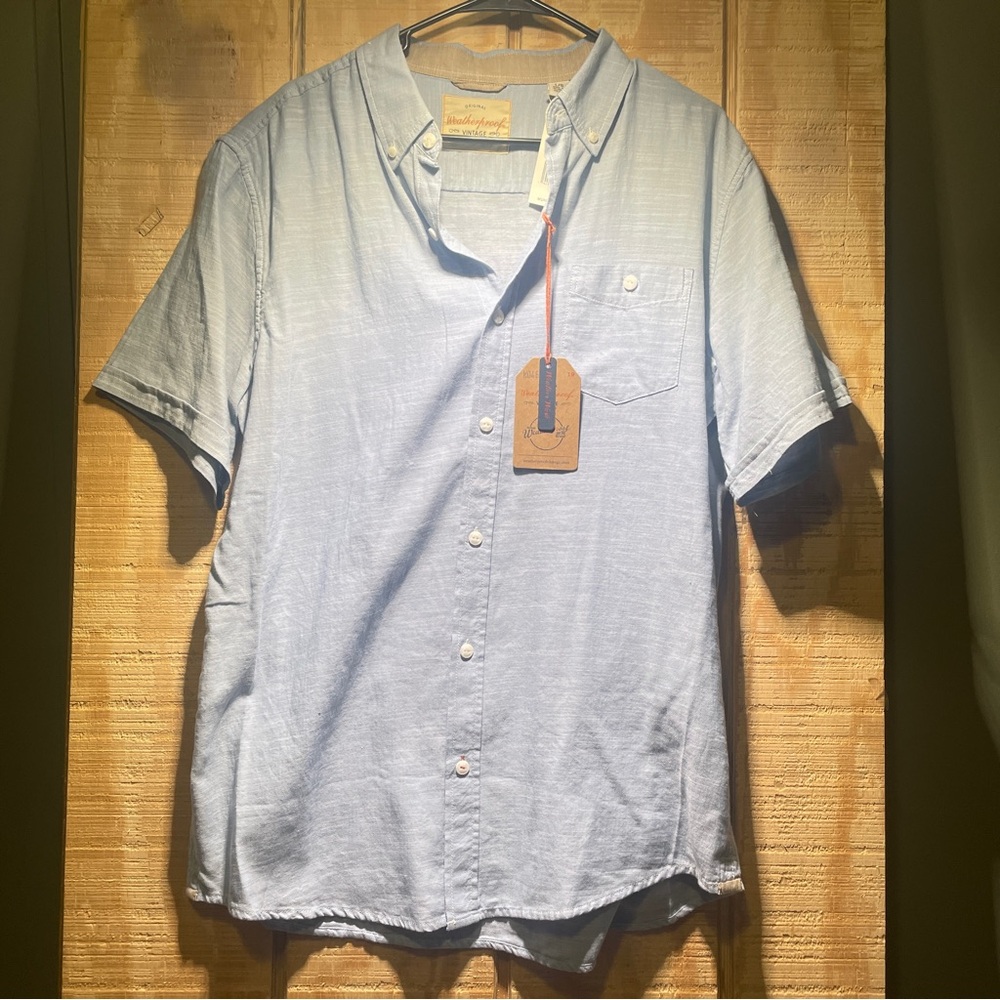 Weatherproof Vintage Light Faded Denim Casual Button Down Shirt